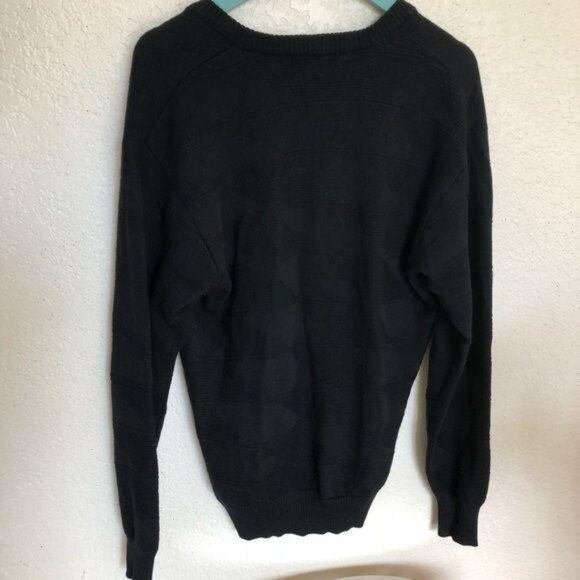 Monte Carlo Black V-Neck Wool Sweater Size 40 US Large warm classic winter - Picture 6 of 7